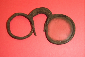 These rare sixteenth-century leather spectacles were found 130 years ago under the foundation stone of the old almshouses.